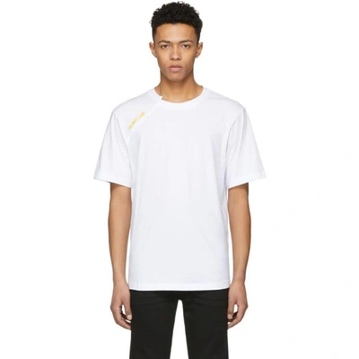 Shop Helmut Lang White Logo T-shirt In C0u.wht.ylw