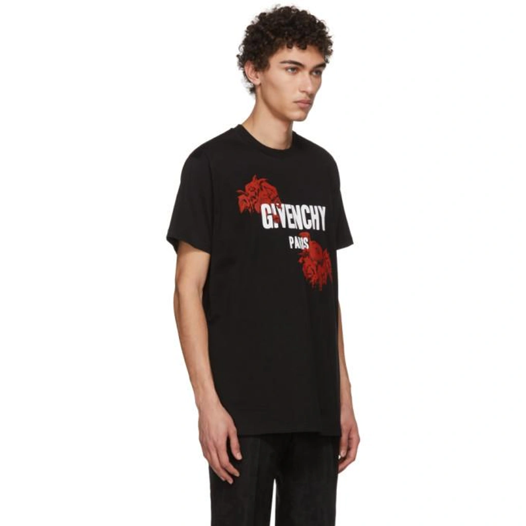 Givenchy Modern-fit Rose-print Cotton T-shirt In Black | ModeSens