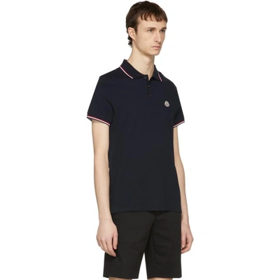 Shop Moncler Navy Logo Polo In 773 Navy