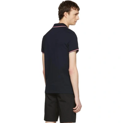 Shop Moncler Navy Logo Polo In 773 Navy