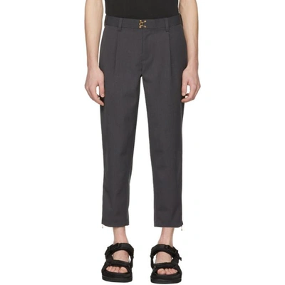 Shop Kolor Grey Clasp Closure Trousers In A-char Grey