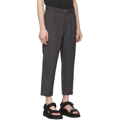 Shop Kolor Grey Clasp Closure Trousers In A-char Grey