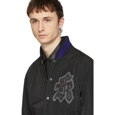 Shop Kolor Black Logo Patch Bomber Jacket In E-black