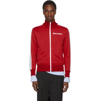 Shop Palm Angels Red Track Jacket In Red White