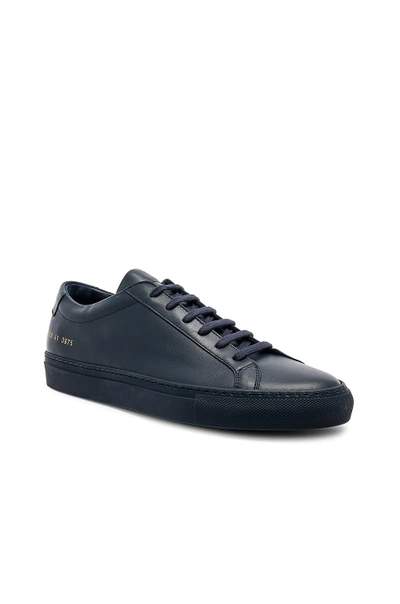 Shop Common Projects Leather Original Achilles Low In Navy