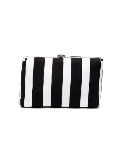 black and white Frame stripe clutch bag