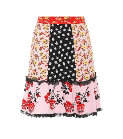Shop Alexander Mcqueen Floral Jacquard-knit Miniskirt In Multicoloured