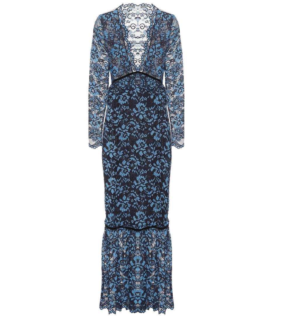 Ganni Flynn Lace Maxi Dress In Blue | ModeSens