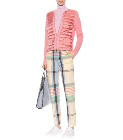 Shop Moncler Quilted Down Cardigan In Pink