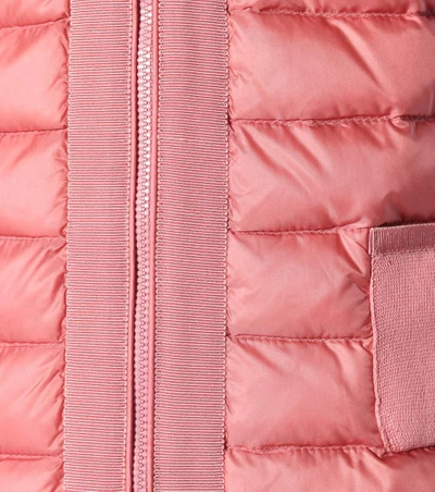 Shop Moncler Quilted Down Cardigan In Pink