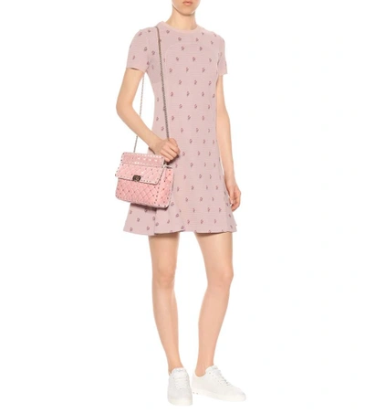 Shop Valentino Floral Jacquard-knit Minidress In Pink