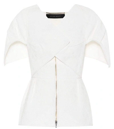 Shop Roland Mouret Akeley Cotton-blend Jacket In White