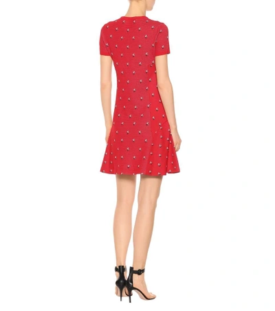 Shop Valentino Floral Jacquard-knit Minidress In Red