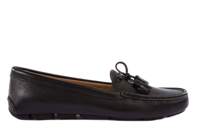 Shop Prada Women's Leather Loafers Moccasins In Black