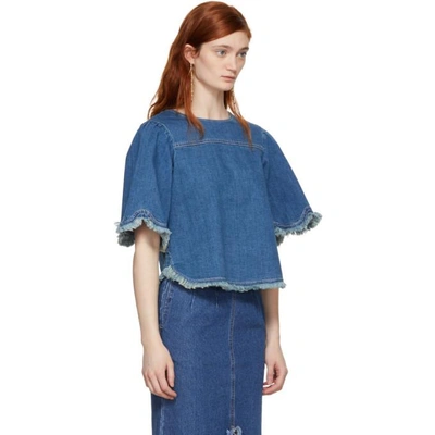 Shop See By Chloé See By Chloe Blue Denim T-shirt In Nr484cobalt