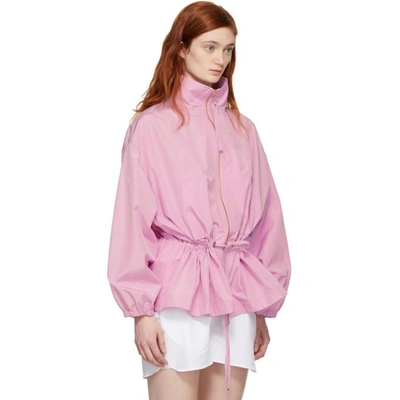 Shop Emilio Pucci Pink Embroidered 'firenze' Windbreaker Jacket