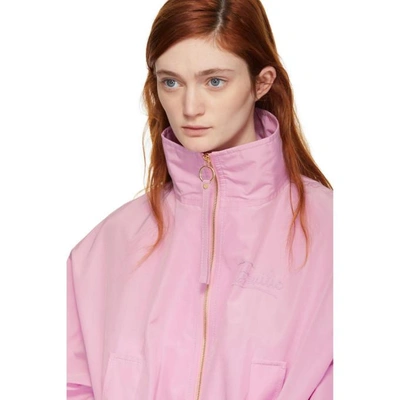 Shop Emilio Pucci Pink Embroidered 'firenze' Windbreaker Jacket