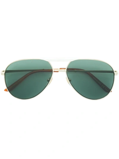 Shop Gucci Eyewear Tinted Aviator Sunglasses - Metallic