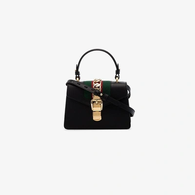 Shop Gucci Black Sylvie Mini Leather Shoulder Bag