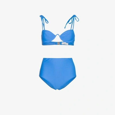 Shop Araks Myriam Bikini Top And  Mallory High Waist Hipster Set In Blue