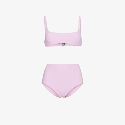 Shop Araks Quinn Bikini Top And Mallory Hipster Set In Pink/purple