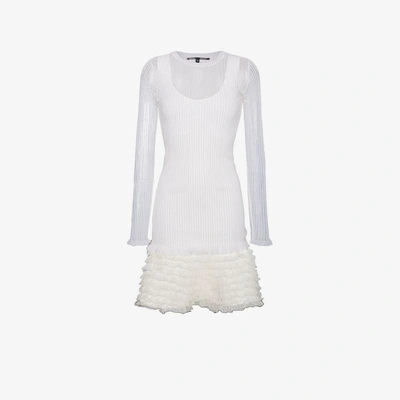 Shop Proenza Schouler Sheer Overlay Ribbed Ruffle Mini Dress In White