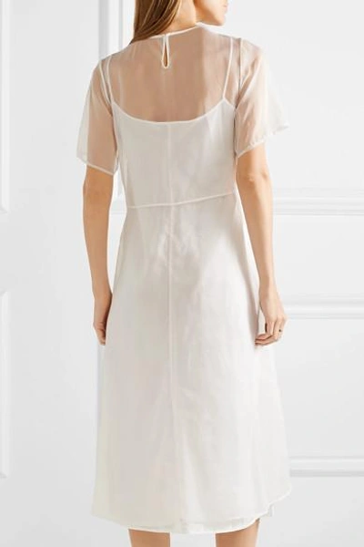 Shop Mansur Gavriel Silk-tulle Midi Dress In White