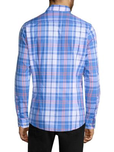 Shop Barbour Jeff Cotton Button-down Shirt In Blue