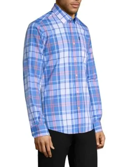 Shop Barbour Jeff Cotton Button-down Shirt In Blue