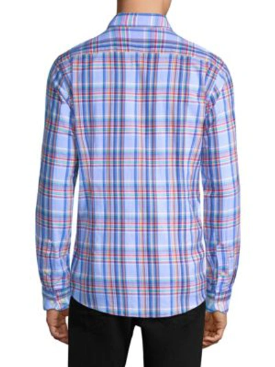 Shop Barbour Bram Cotton Button-down Shirt In Blue