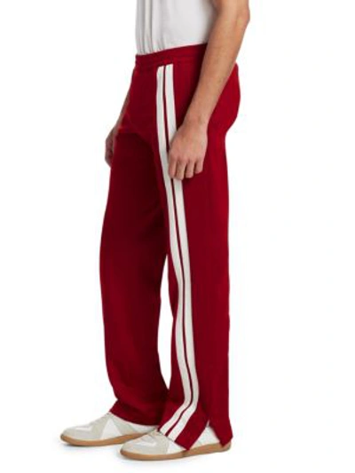 Shop Valentino Sports Stripe Cotton Trackpants In Red
