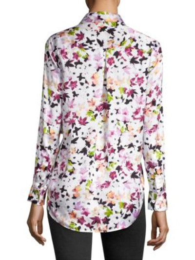 Shop Equipment Essential Floral Print Blouse In Bright White Multi