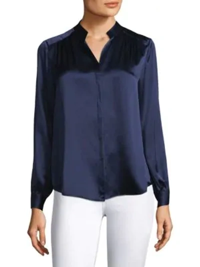 Shop L Agence Bianca Silk Charmeuse Blouse In Navy