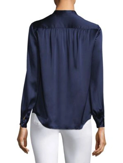 Shop L Agence Bianca Silk Charmeuse Blouse In Navy