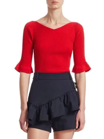 Shop 3.1 Phillip Lim / フィリップ リム Chiffon Silk Rib-knit Sweater In Poppy