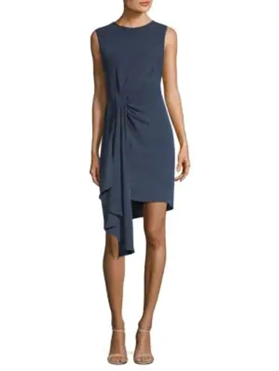 Shop Milly Rachel Silk Dress In Navy