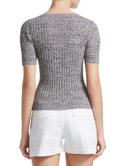 Shop Theory Rib-knit Crewneck Sweater In Fatigue White