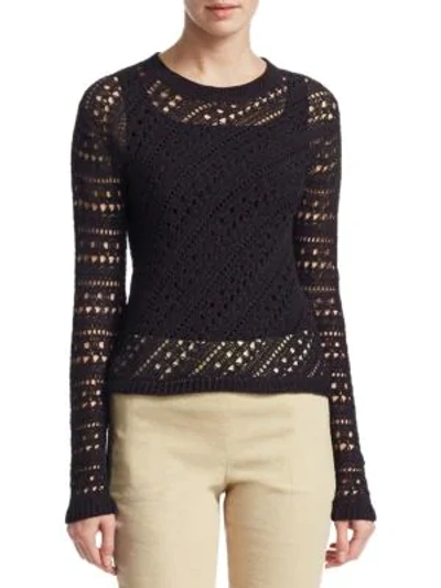 Shop Theory Crochet Crewneck Sweater In Black