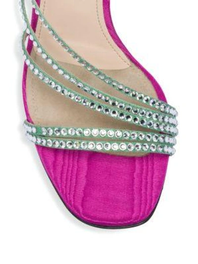 Shop Attico Crystal Strappy Sandals In Pink