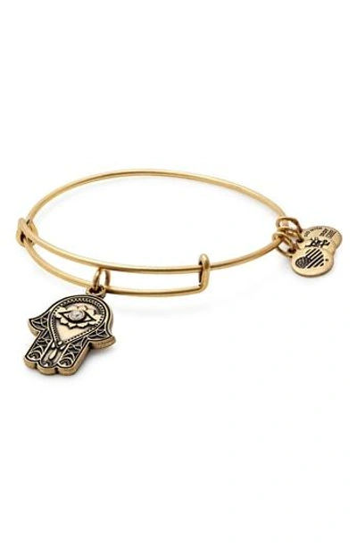 Shop Alex And Ani Hand Of Fatima Adjustable Wire Bangle (nordstrom Exclusive) In Russian Gold