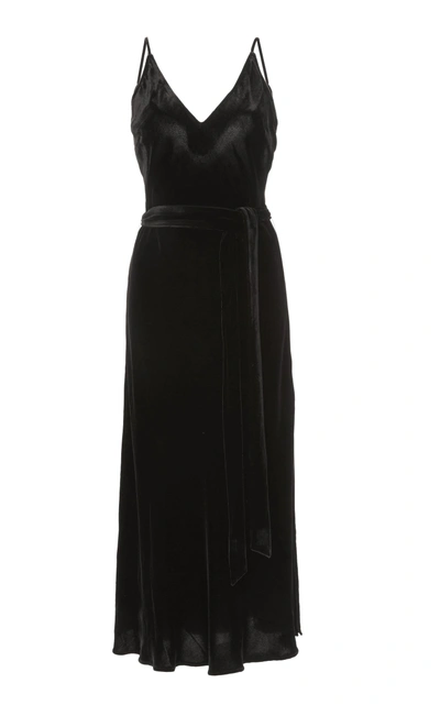 Shop Frame Slip Velvet Dress In Black