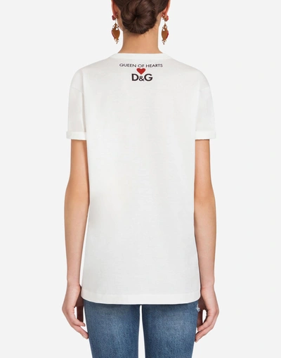 Shop Dolce & Gabbana Printed Cotton T-shirt In Cream