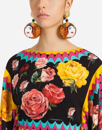 Shop Dolce & Gabbana Printed Silk Dress In Multi-colored