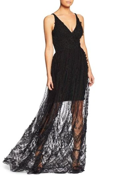 Shop Dress The Population Chelsea Lace A-line Gown In Black/ Black