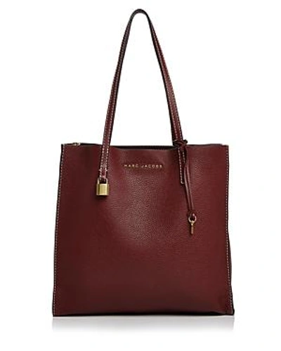 Shop Marc Jacobs The Grind East/west Leather Tote In Cabernet/gold