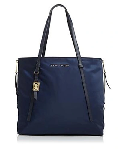 Shop Marc Jacobs Nylon Shopping Tote In Midnight Blue/silver