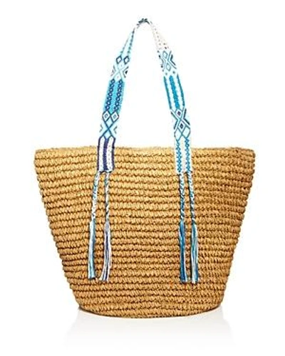 Shop Fallon & Royce Gemma Straw Tote In Natural/purple Multi