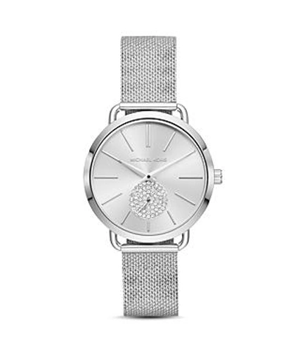 Shop Michael Kors Silver-tone Portia Mesh Bracelet Watch, 37mm