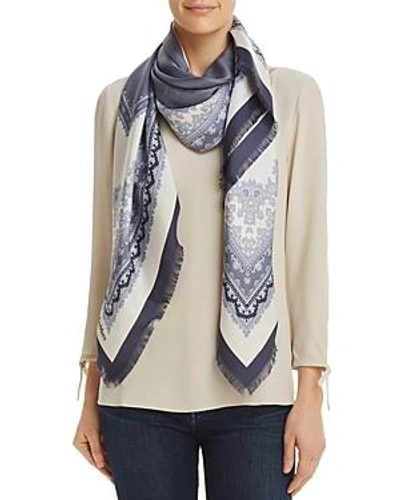 Shop Max Mara Ginepro Printed Silk Scarf In Blue/multi