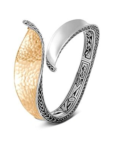 Shop John Hardy Sterling Silver & 18k Bonded Gold Classic Chain Hammered Hinged Bangle In Gold/silver